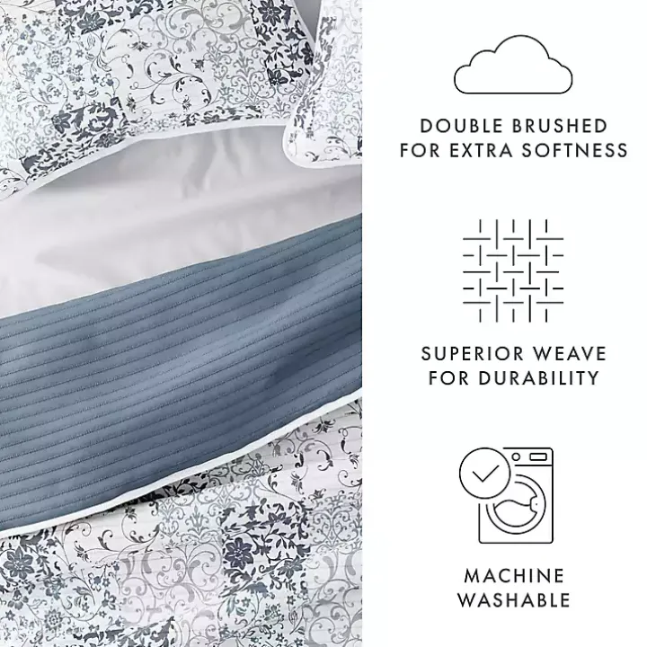 Blue Patchwork Reversible 2-pc. Twin Quilt Set