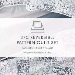 Blue Patchwork Reversible 3-pc. King Quilt Set