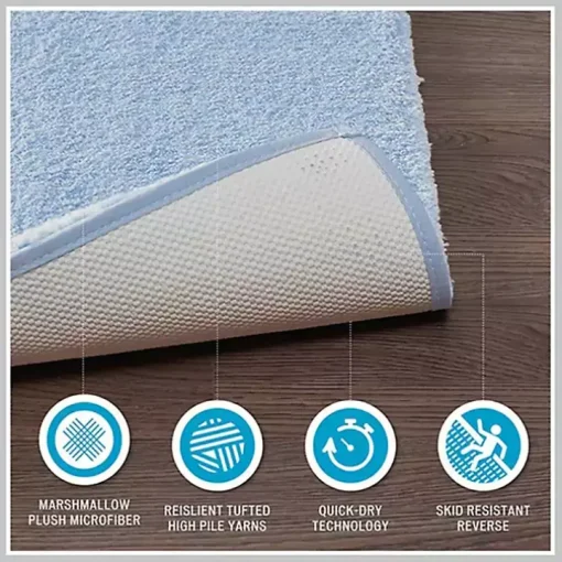 Blue Plush Microfiber Bath Mat, 20x30