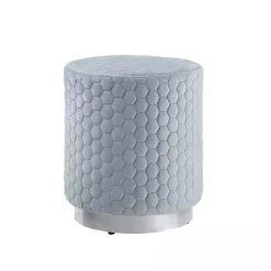 Blue Quilted Honeycomb Ottoman