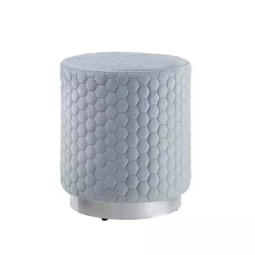Blue Quilted Honeycomb Ottoman