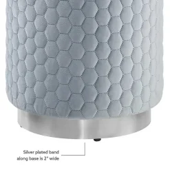 Blue Quilted Honeycomb Ottoman