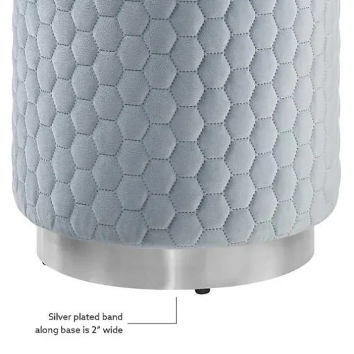 Blue Quilted Honeycomb Ottoman