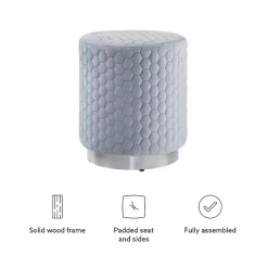 Blue Quilted Honeycomb Ottoman