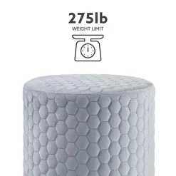 Blue Quilted Honeycomb Ottoman
