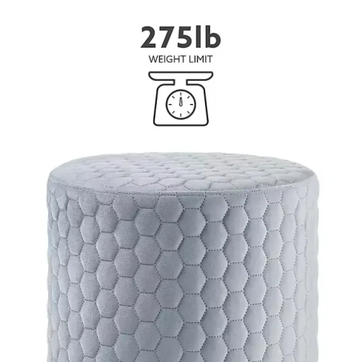 Blue Quilted Honeycomb Ottoman