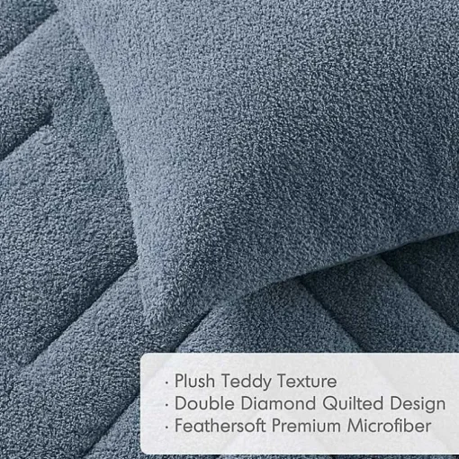 Blue Quilted Teddy 3-pc. King Comforter Set