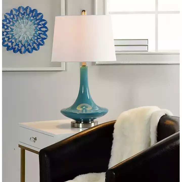 Blue Retro Glass Table Lamp