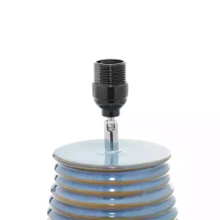Blue Ribbed Stoneware Table Lamp