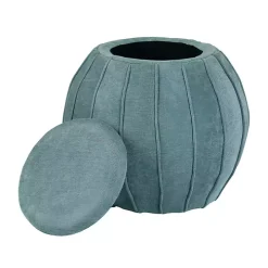 Blue Rounded Oval Storage Ottoman