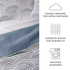 Blue Scalloped Reversible 3-pc. King Quilt Set