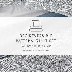 Blue Scalloped Reversible 2-pc. Twin Quilt Set