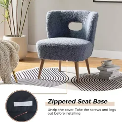 Blue Sherpa Barrel Accent Chair
