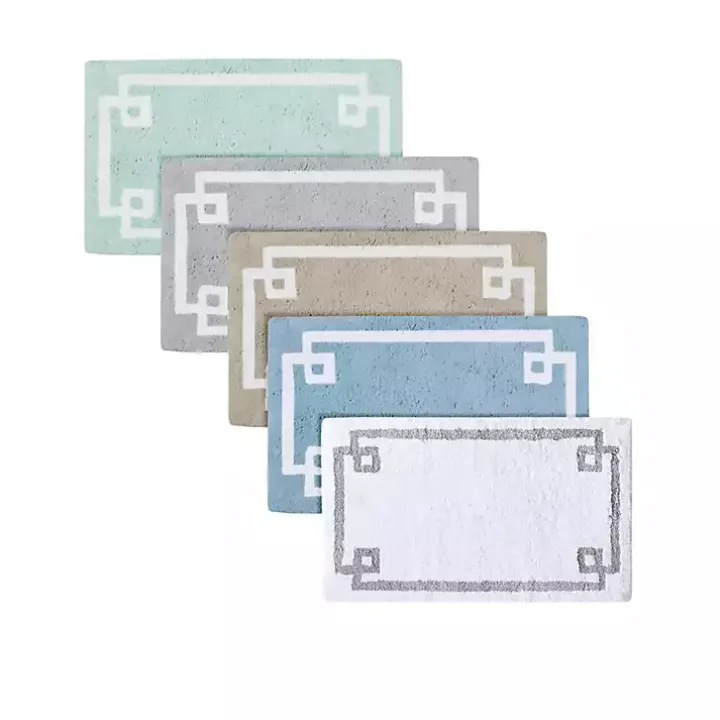 Blue Simple Trim Cotton Tufted Bath Mat, 72 in.