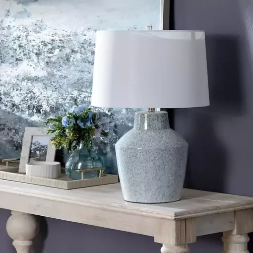 Blue Speckled Ceramic Jar Table Lamp