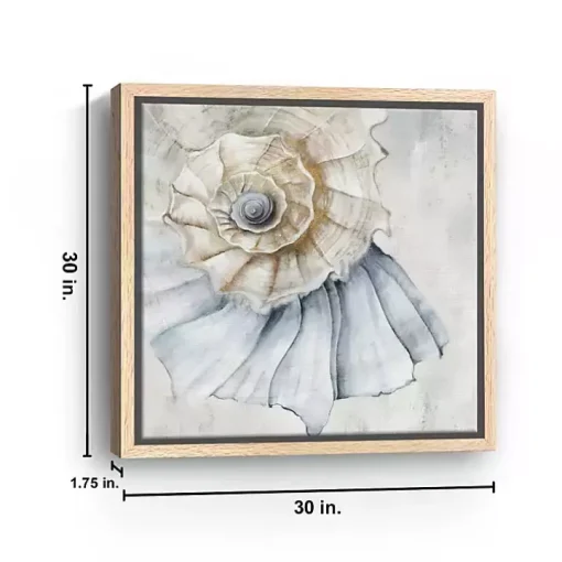 Blue Spiral Shell Framed Canvas Art Print