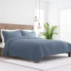 Blue Stitched Stripes 3-pc. Queen Quilt Set