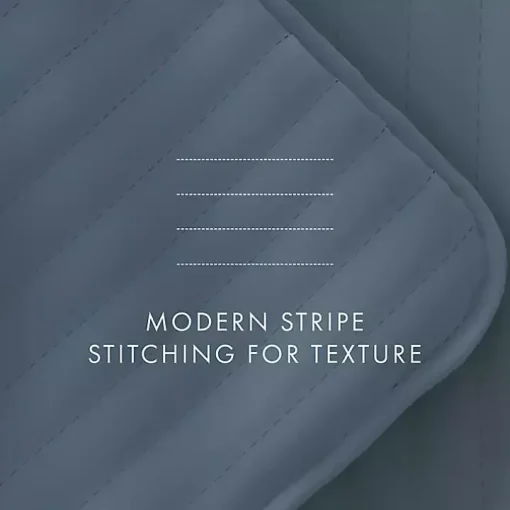 Blue Stitched Stripes 3-pc. Queen Quilt Set