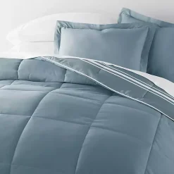 Blue Striped Reversible 3-pc. Queen Comforter Set