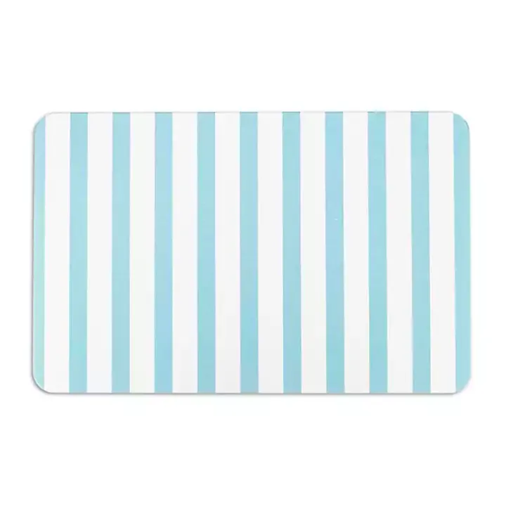 Blue Striped Stone Bath Mat