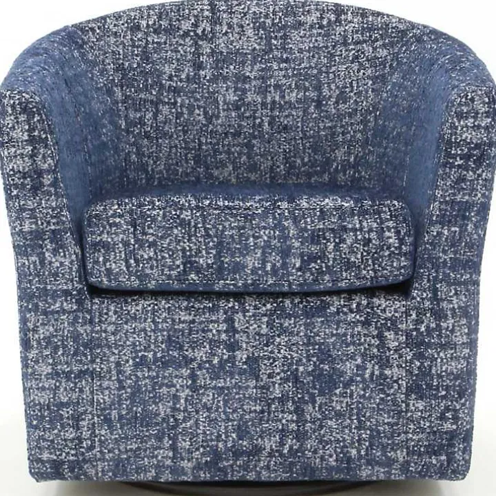 Blue Swivel Barrel Accent Chair