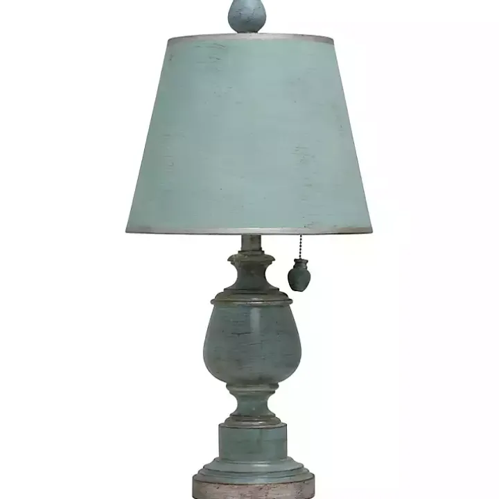 Blue Table Lamp with Chain Pull