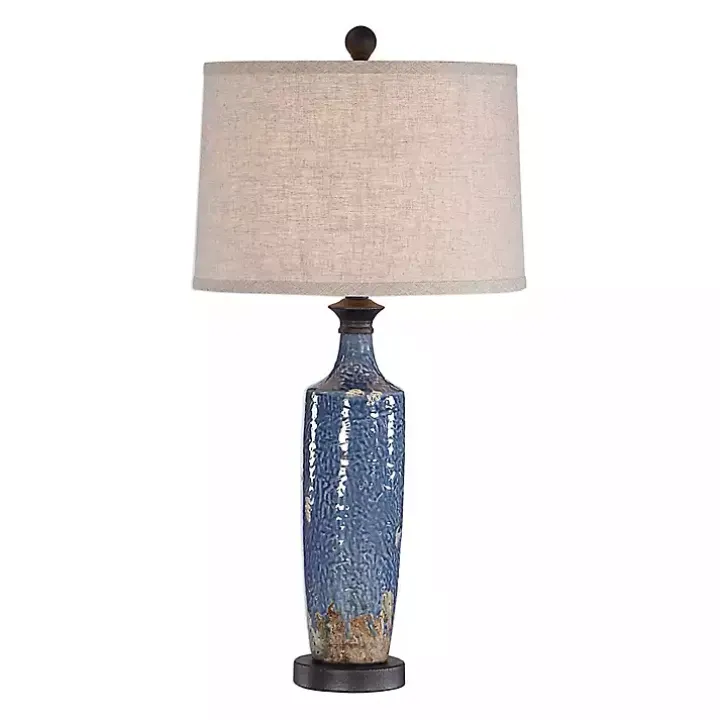 Blue Textured Ceramic Table Lamp