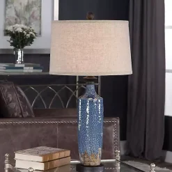 Blue Textured Ceramic Table Lamp