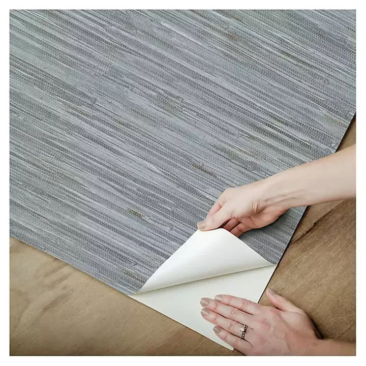 Blue Textured Grassweave Peel & Stick Wallpaper