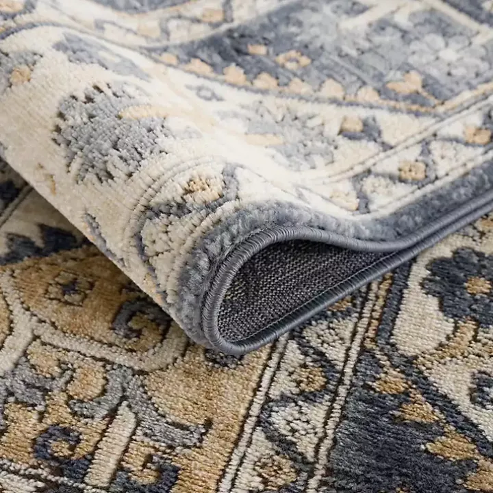 Blue Tile Border Area Rug, 8x10