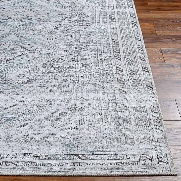 Blue Traditional Washable Area Rug, 5x7