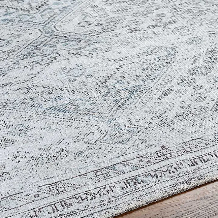 Blue Traditional Washable Area Rug, 5x7