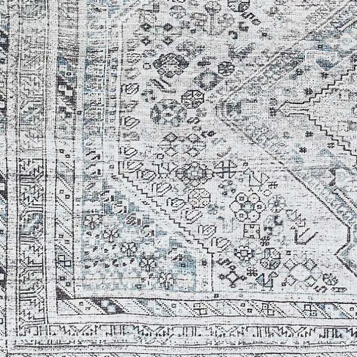 Blue Traditional Washable Area Rug, 5x7