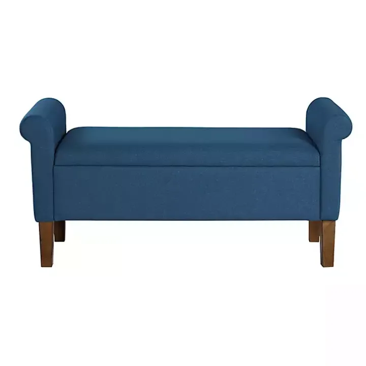 Blue Upholstered Aubrey Storage Bench