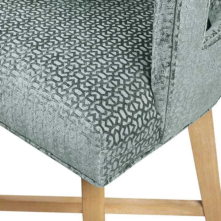 Blue Upholstered Low Back Swivel Counter Stool