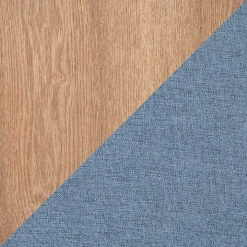 Blue Upholstered Ottomans with Tray Tops, Set of 2