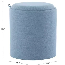 Blue Upholstered Ottomans with Tray Tops, Set of 2