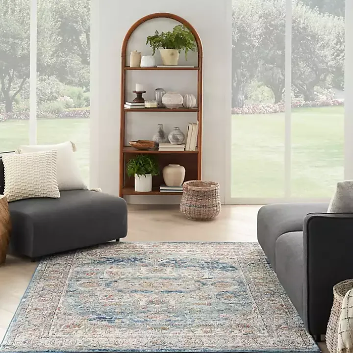 Blue Vintage Raj Area Rug, 5x7