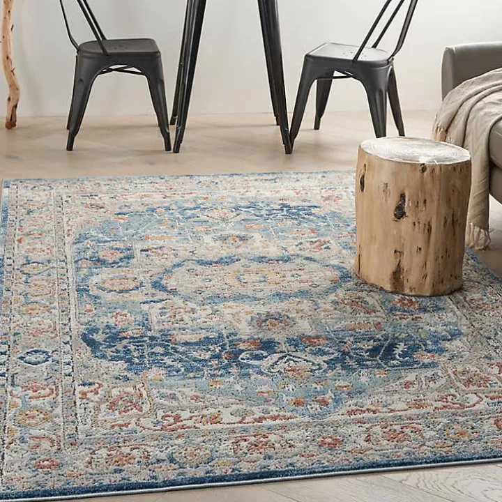 Blue Vintage Raj Area Rug, 5x7