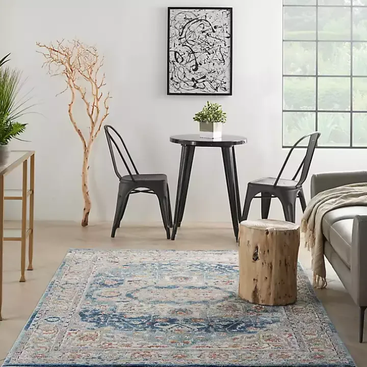 Blue Vintage Raj Area Rug, 5x7