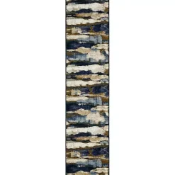 Blue Watercolor Abstract Runner, 2x8