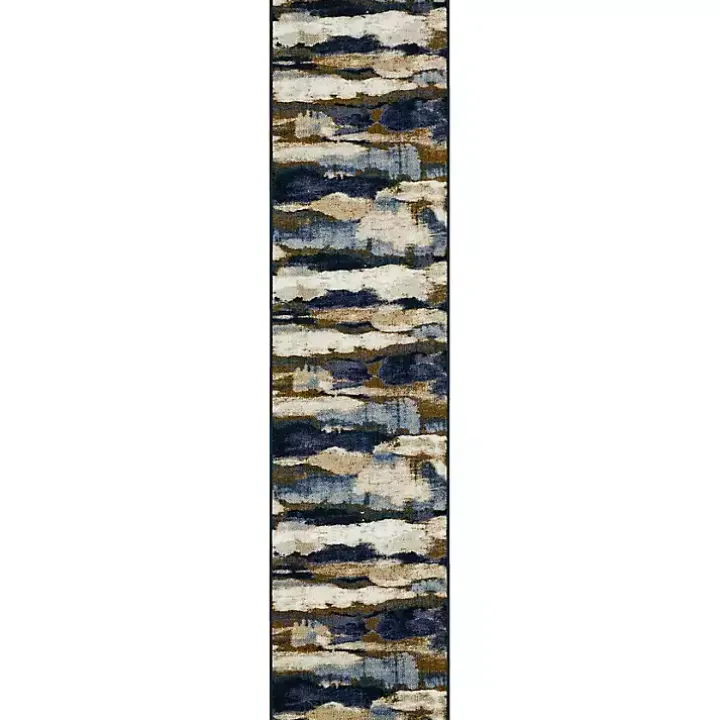 Blue Watercolor Abstract Runner, 2x8