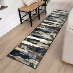 Blue Watercolor Abstract Runner, 2x8