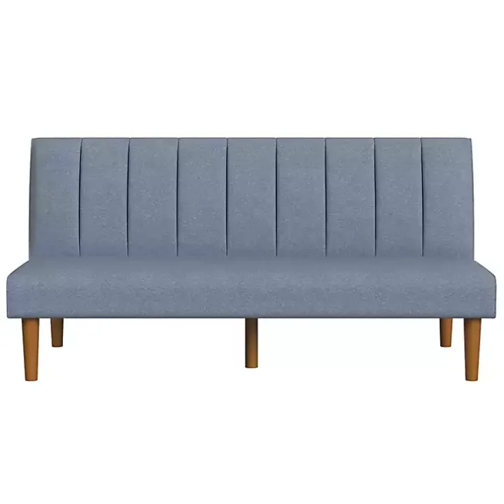 Blue Woven Channel Convertible Sofa