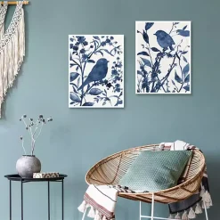 Bluebird Silhouette Canvas Art Prints, Set of 2