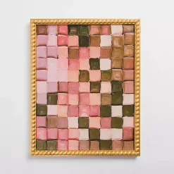 Blush Checkerboard Framed Canvas Art Print