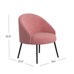 Blush Velvet Modern Accent Chair