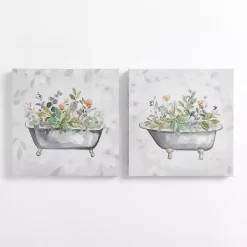 Botanical Bathtubs Canvas Art Prints, Set of 2
