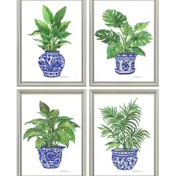 Botanical Blues Framed Art Prints, Set of 4