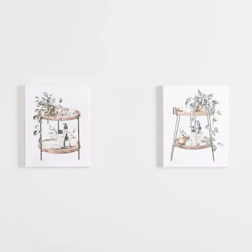 Botanical Trays Canvas Art Prints, Set of 2